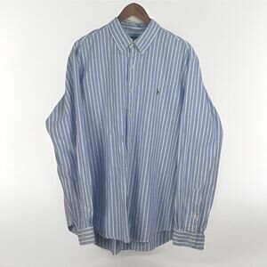 Polo Ralph Lauren Classic Striped Long Sleeve Dress Shirt Size XL‎ Flesh Pony